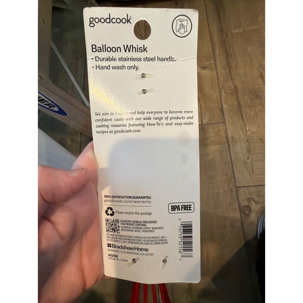 GoodCook Inspire Balloon Whisk Red Silicone Stainless Steel Handle 52156 NEW - Picture 3 of 4